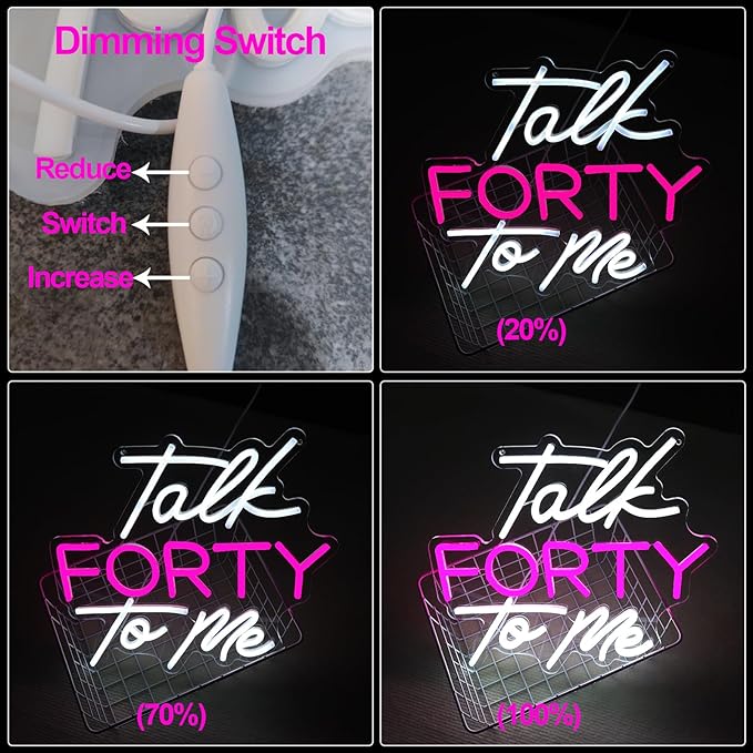 Talk Forty To Me Neon Sign Led 40th Birthday Neon Light Dimmable 40th Madam - Image 5