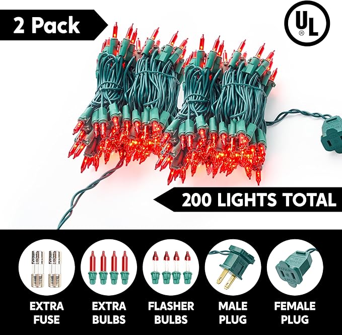 Joiedomi Red Christmas Lights Outdoor, 42.8FT Christmas Tree Lights Outside - Image 2