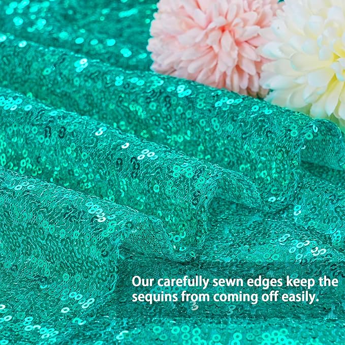 Tablecloth Birthday Party Decorations: 50x80 Inch Sequin Tablecloth Lake Green - Image 3