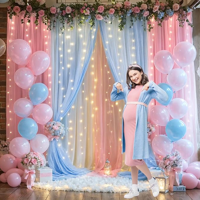Pink and Blue Backdrop Curtains - Image 2