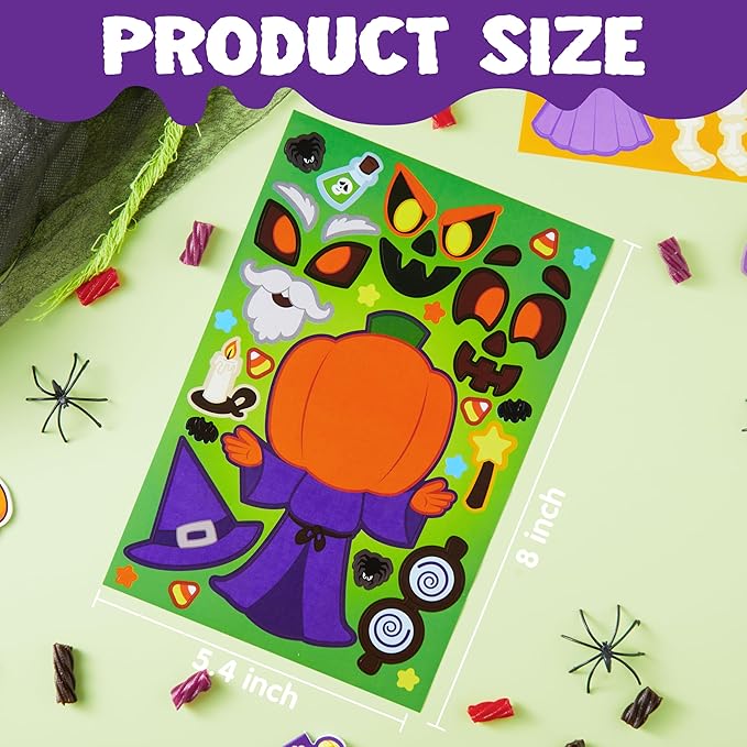 JOYIN 48 Pcs Halloween Make a Face Stickers, Halloween Party Favor - Image 6