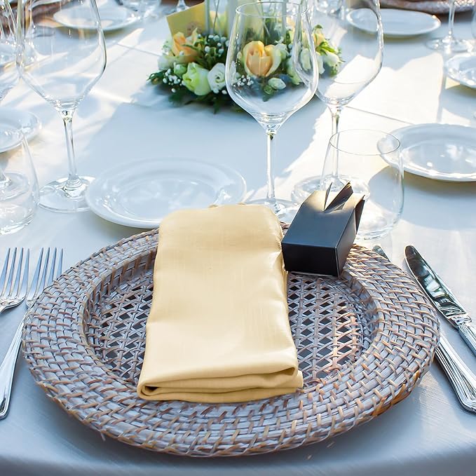 Aneco 12 Pieces Satin Napkins Soft Dinner Napkins Square Weddings Table Napkin - Image 7