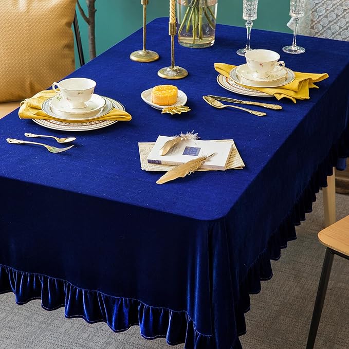 Velvet Tablecloth Luxurious Solid Rectangle Table Cloth, Oblong Retro Farmhouse - Image 7