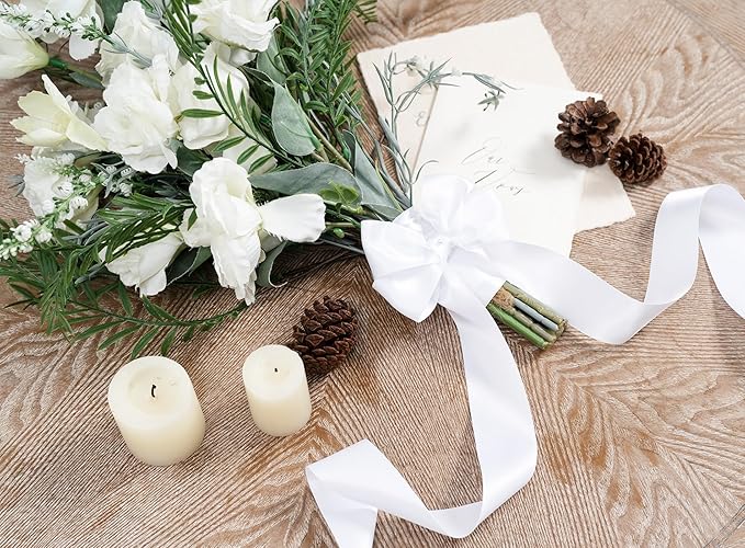 White Satin Ribbon 1-1/2 Inch x 50 Yards Double-Faced Hair Ribbons - Image 6