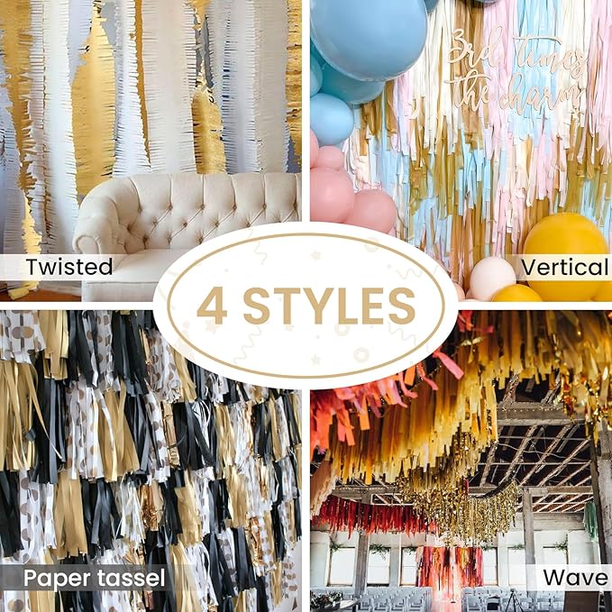 PartyWoo Crepe Paper Streamers 4 Rolls 328ft, Pack of Crepe Paper Pearl Gold - Image 6