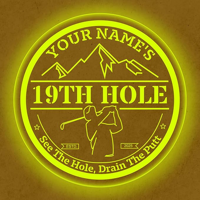Custom 19th Hole Golf Bar Sign – Personalized LED Color Changing Acrylic Wall - Image 5