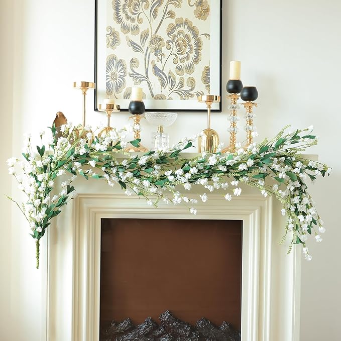 Mizii White Artificial Flower Garland 6FT Fake Wildflower Floral Garland - Image 5