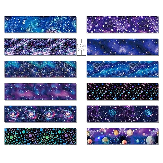 12 Rolls Starry Sky Washi Tape Set, Vintage Washi Tape Decorative Paper - Image 4