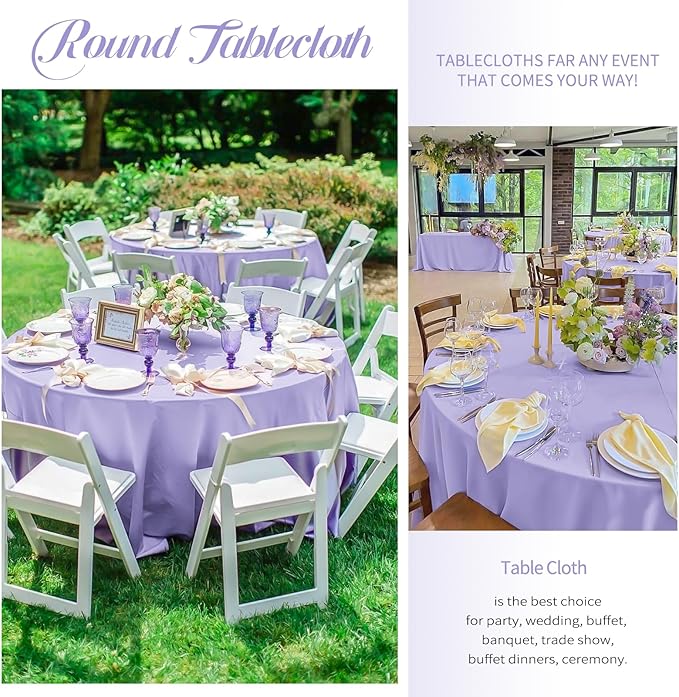 10 Pack Lavender Round Tablecloths - Image 6