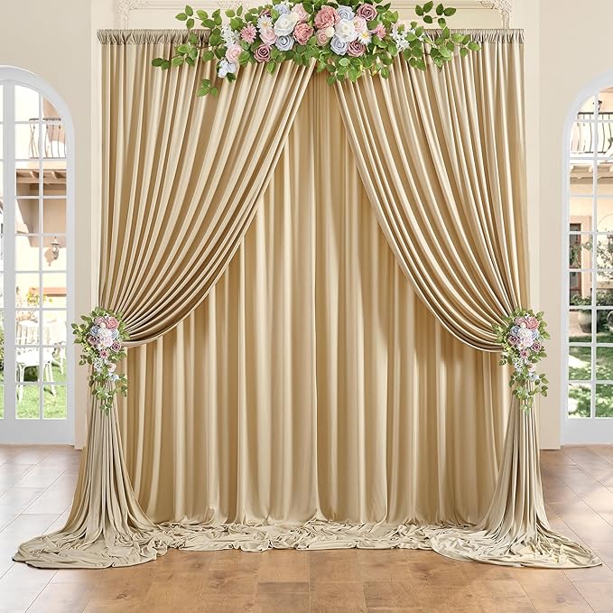 10ft x 10ft Wrinkle Free Beige Backdrop Curtain - Image 7