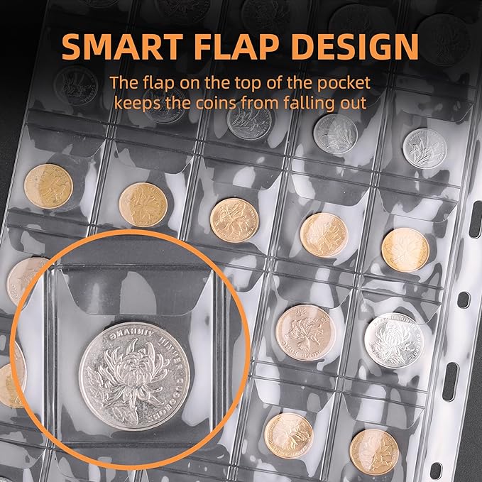 Coin Collection Book for Collector, 260 Pockets Fireproof Coin Collection - Image 4