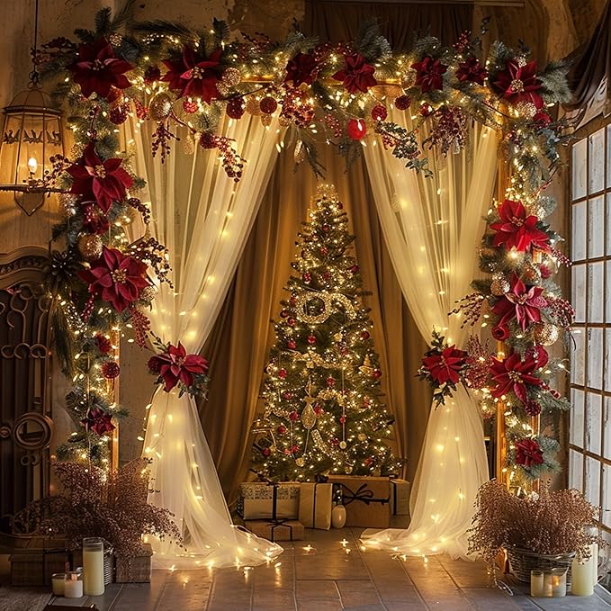 Fomcet Tulle Backdrop Curtains Ivory 30FT X 8FT Tulle Curtains - Image 8