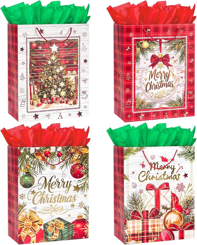 LYLIN 4Pcs 16" Large Christmas Gift Bags by LYLIN