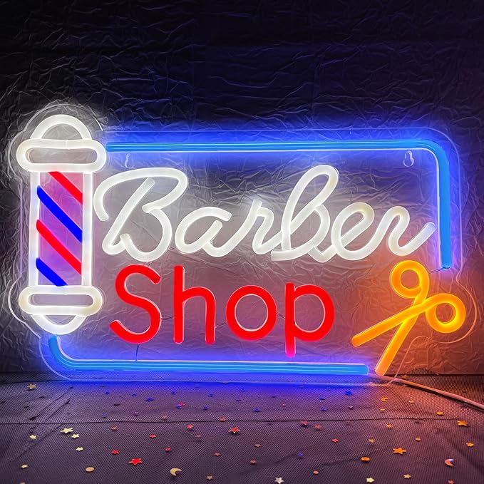 BarberShop Neon Sign Led Wall Window Decor Neon Light Up Barber Shop Station by Keello