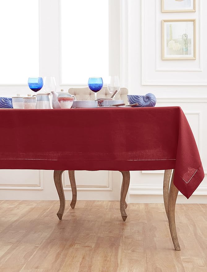 Solino Home Linen Red Tablecloth 60 x 90 Inch - Image 3