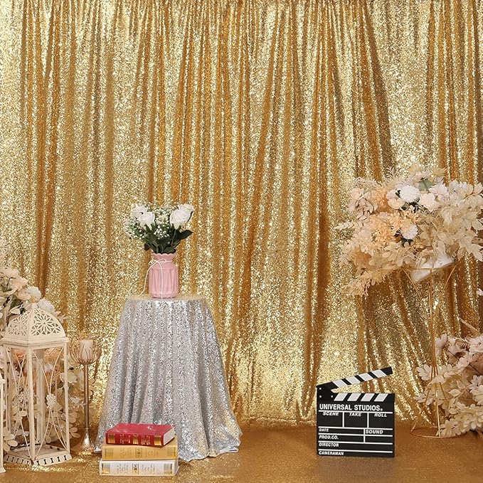Poise3EHome Gold Sequin Backdrop, 20Ft x 10Ft Glitter Photography Background - Image 2