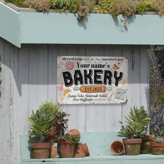 Custom Bakery Metal Sign Personalized Baked Goods Bakers Signs Decor Fresh - Image 4