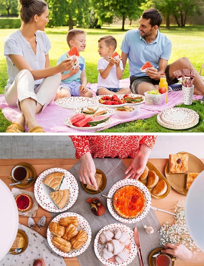 141 Pieces Rose Gold Party Supplies, Party Dinnerware Sets Include Paper Plates - Image 7