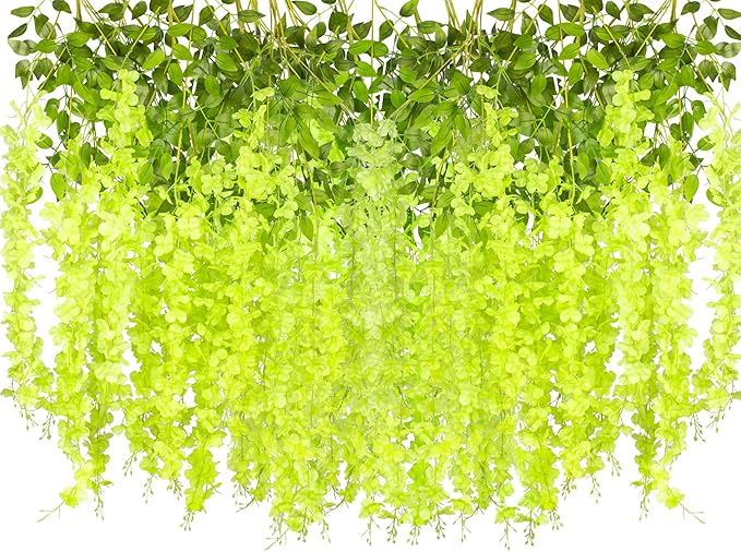 24 Pack Artificial Fake Wisteria Vine Ratta Hanging Garland Silk Flowers String by AITISOR