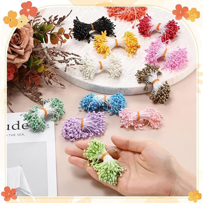 150-Pack Flower Stamens for Crafts, 5mm Double Heads Artificial Pearl Floral - Image 4