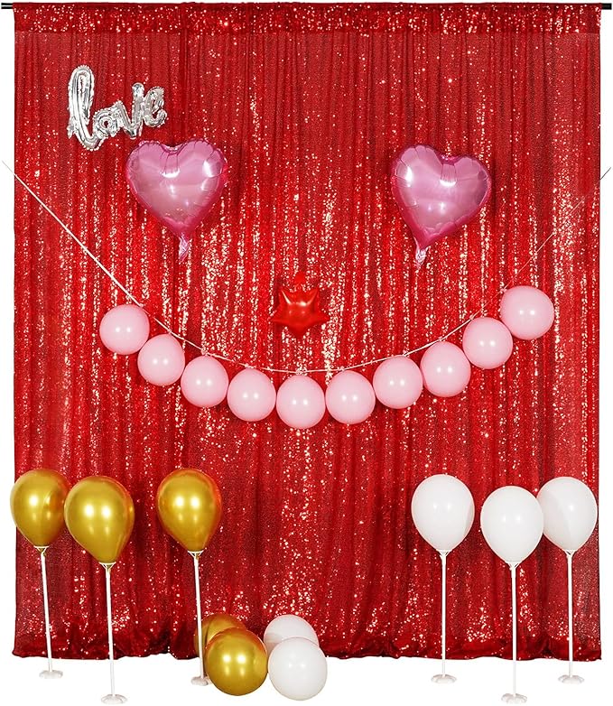 Poise3EHome Red Sequin Backdrop, 10Ft x 10Ft Glitter Photography Background - Image 9