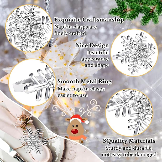 Halatool Christmas Napkin Rings Set of 12, Party Table Decoration - Image 4