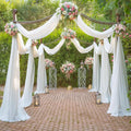 Wedding Arch Draping Fabric White Arch Drapes 6Panels Sheer Backdrop Curtain by Gogoparti