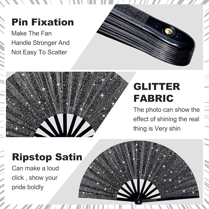 Thyle 6 Pcs Large Folding Fan for Line Dancing Bulk Boots on The Ground Hand - Image 3
