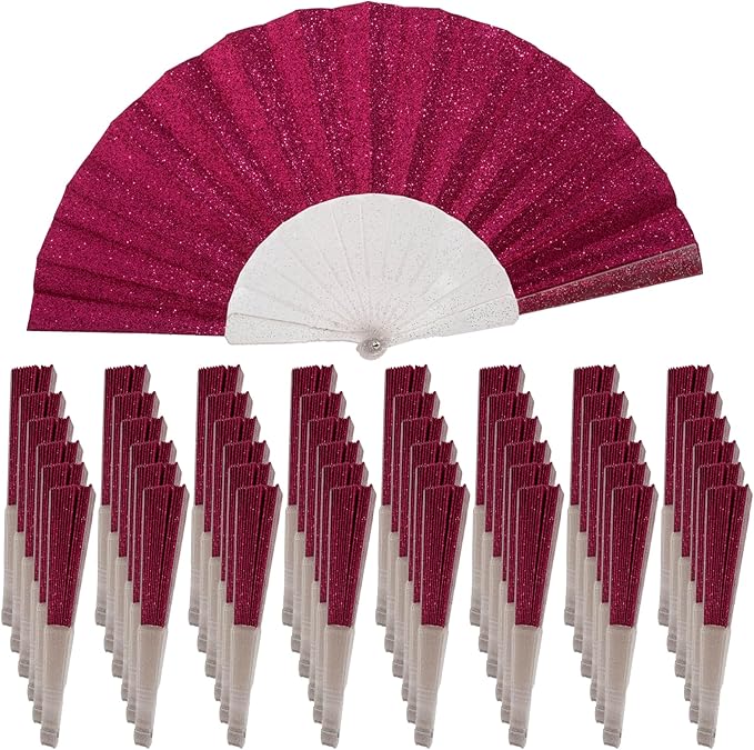 48 Pack Handheld Fan, Folding Hand Glitter fan by SiissaPeksid