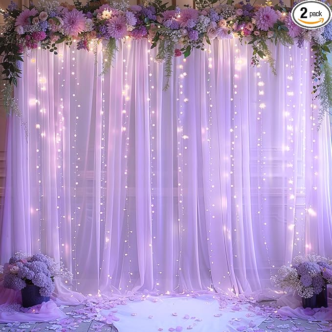 10x10ft Lavender Chiffon Backdrop Curtain by Shillance