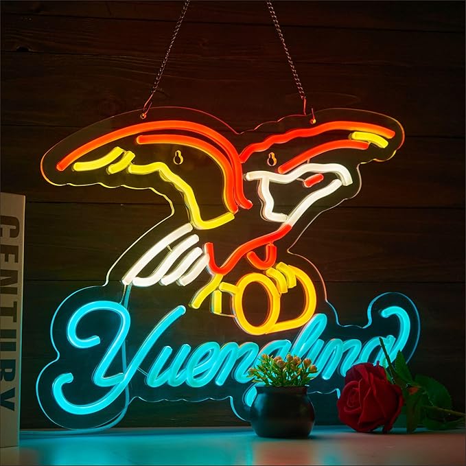 Eagle Neon Sign for Wall Decor, Yuenglin Beer Dimmable Light Up Bar Signs for by LeHonSan
