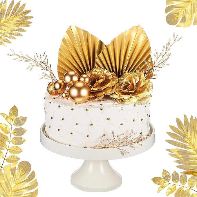 26 Pieces Happy Birthday Cake Topper Gold Cake Decorations Palm Leaves Balls by Gersoniel