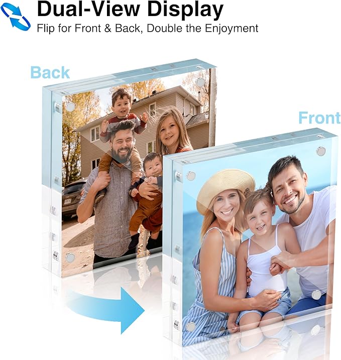 HOUSE DAY Acrylic Picture Frames 4x4, 2 Pack Magnetic 4 x 4 Picture Frame - Image 4