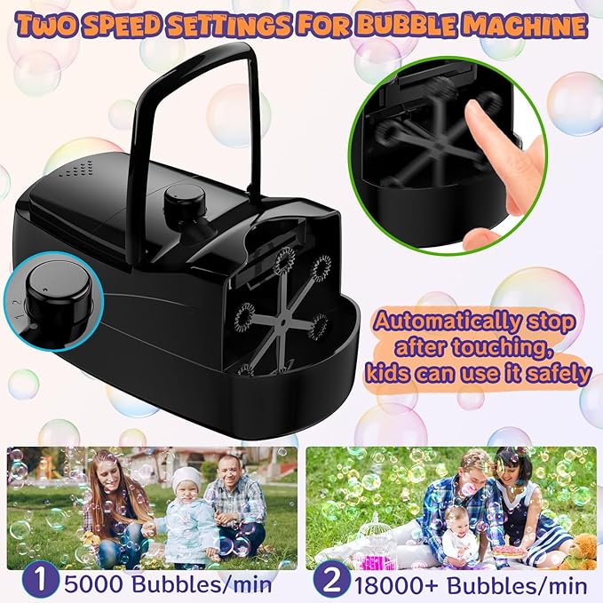 Bubble Machine - 18000+ Bubbles Per Minute, 2 Speed Settings, Battery/USB - Image 4
