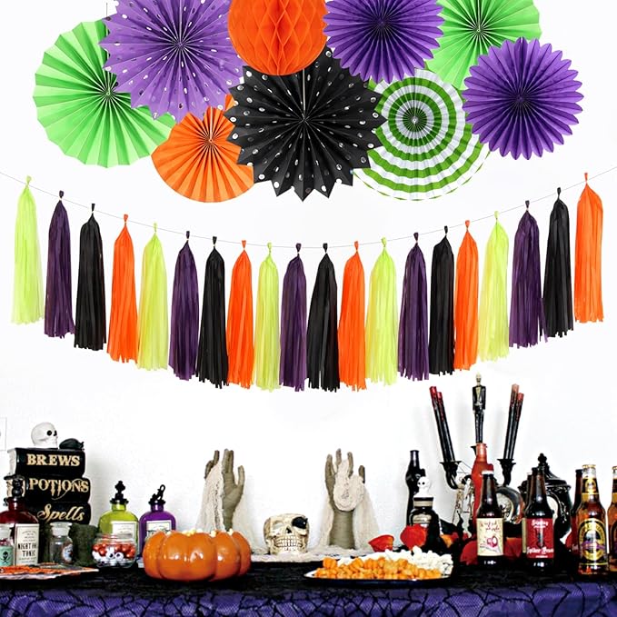 Orange Black Purple Green Party-Decorations - Image 4