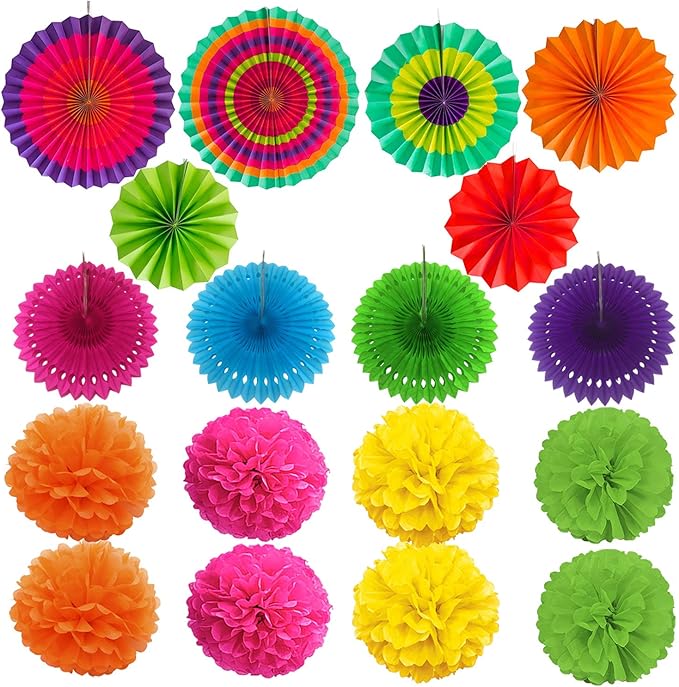 ZERODECO Party Decoration, Pom Poms Flowers, Garlands String Polka Dot and - Image 7