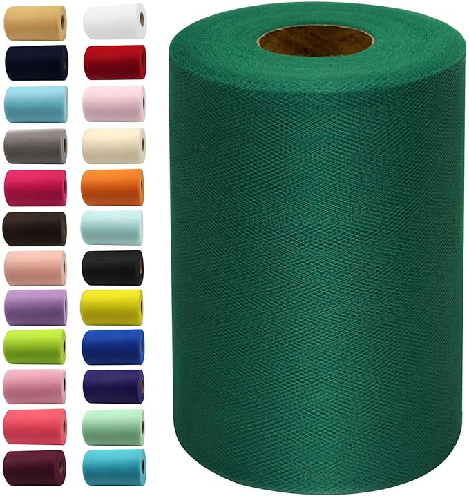 Hunter Green Tulle Fabric Rolls 6 Inch by 100 Yards Fabric Spool Tulle Ribbon by IONTACH