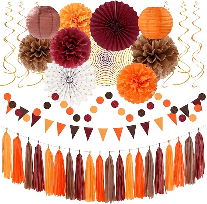 Boho Baby-Shower Burgundy Brown-Orange Party-Decorations by Hugtmr