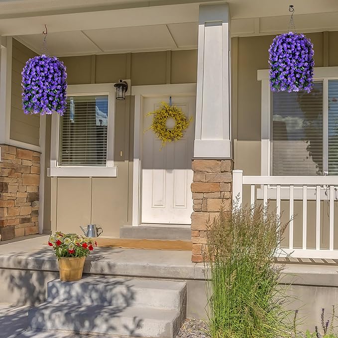 Artificial Fake Outdoor Hanging Flowers Plants Basket - Image 6