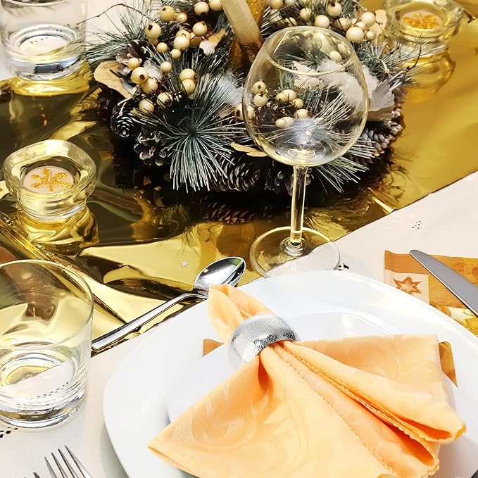 Lallisa 24 Pcs Gold Napkin Rings Metal Napkin Ring Holders - Image 5