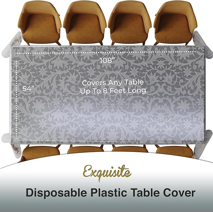 Exquisite Lace Table Cloth Rectangle Table Plastic 12-Pack Lace Tablecloth - Image 3