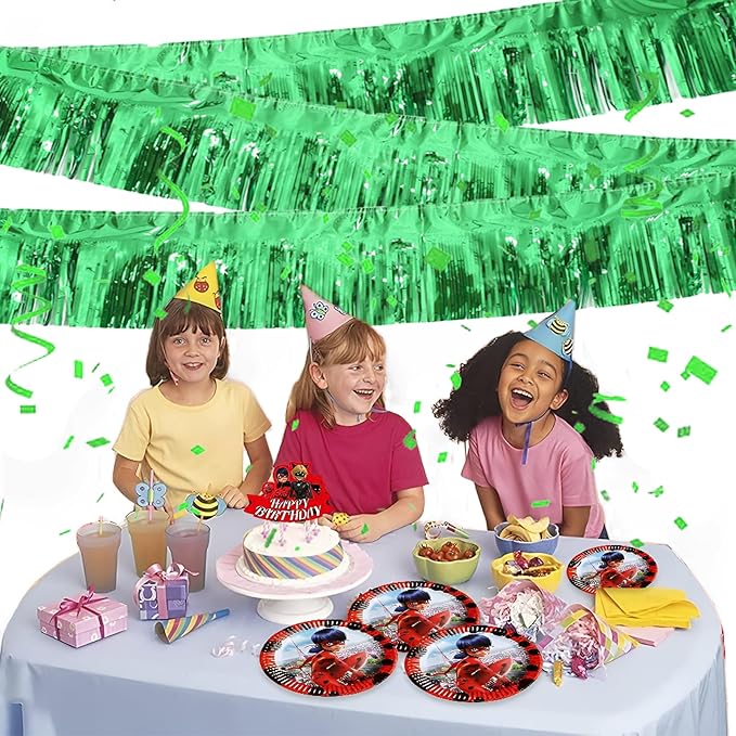 Green Foil Fringe Garland 10FT 6packs, Metallic Foil Tinsel Fringe Banners - Image 4