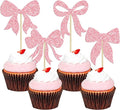 Gyufise 36Pcs Bow Cupcake Toppers Glitter Girls Birthday Decorations Bowknot by Gyufise