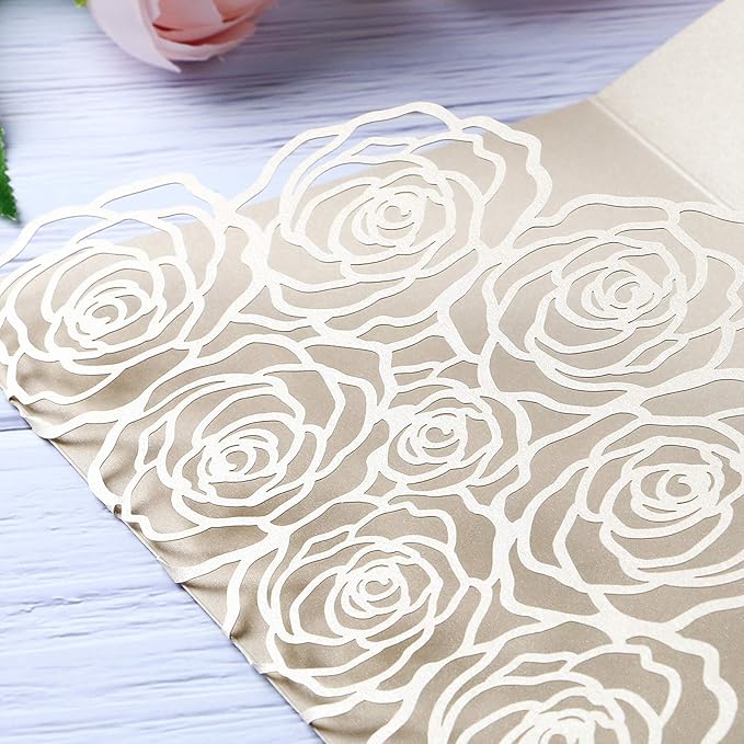 20 Pcs Laser Cut Wedding Invitations Card Pocket - Image 6