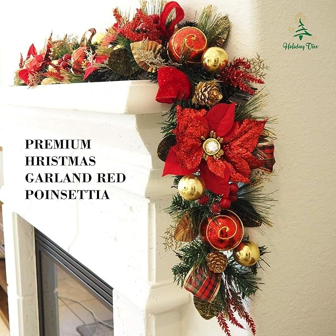 5 ft Christmas Garland for Mantle Unlit Garland for Stairs Railing, for Table - Image 2