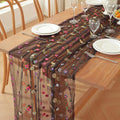 Black Embroidery Daisy Fall Table Runner 120Inch 10FT Florals Soft Sheer Tulle by Unknown