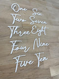 Cursive Wedding Table Number SET, DIY thin modern Black or White acrylic cutouts by Go+Home+Numbers