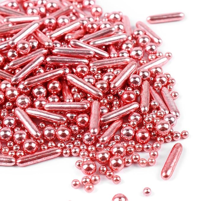 Rose Gold Sprinkles for Cake Decorating 7 Ounces, Rose Pearl Sugar Cupcake by cobakey-DessertDecorations