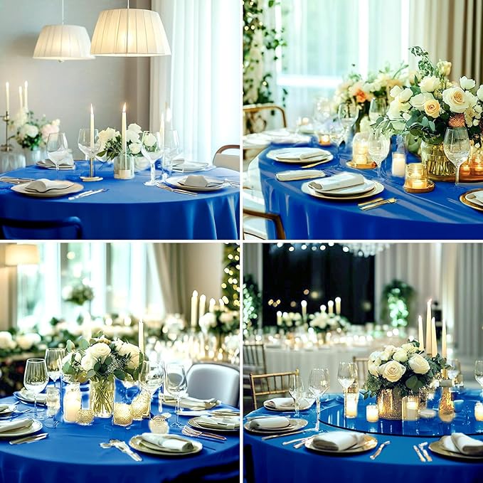 Round Tablecloth 120 Inch 6 Pack Royal Blue Tablecloths Washable Decorative - Image 3