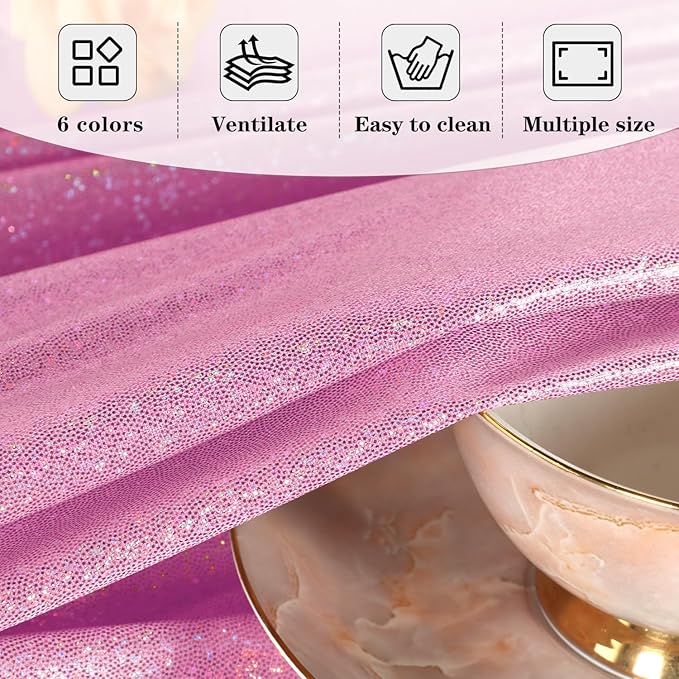 Fitable 2 Pack Pink Sequin Tablecloth - Image 5